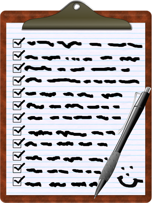 checklist clipboard pen