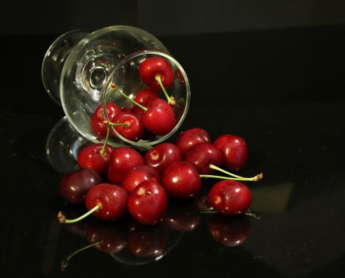 cherries glass food