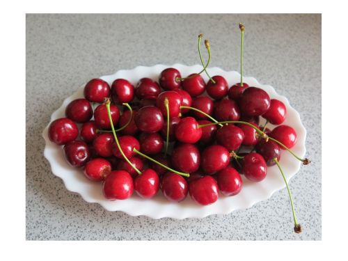 cherries plate fruits