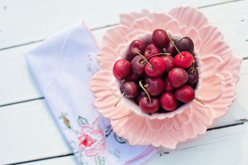 cherries bowl pink