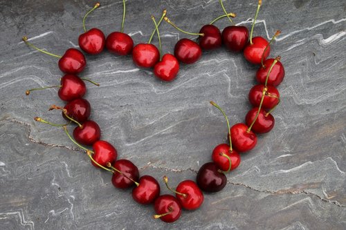 cherries  heart  red
