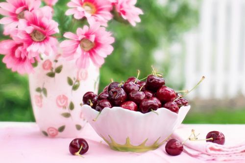 cherries in a bowl fruit summer