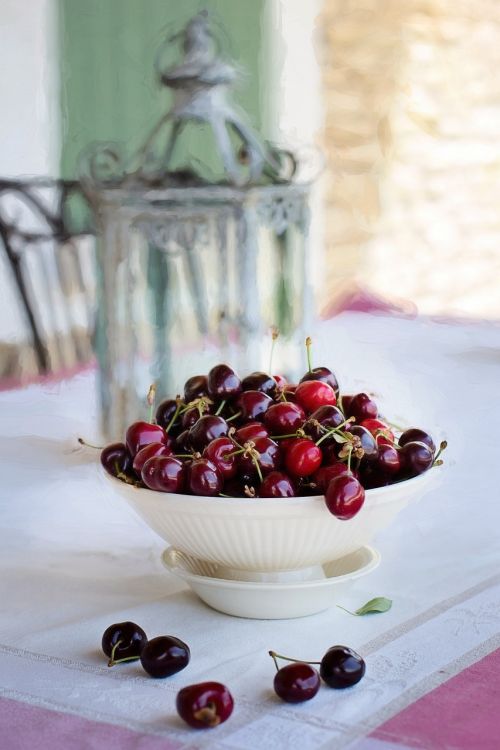 cherries in bowl fruit cherries