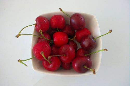 Cherries In White Bowl
