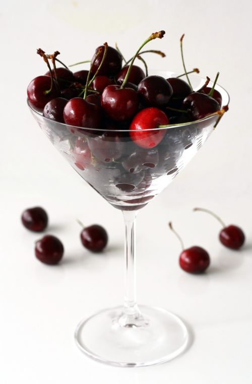 cherry martini glass red