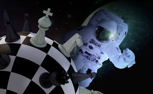 chess figures astronaut