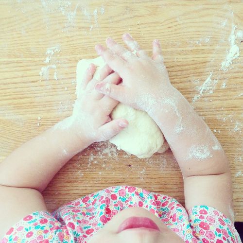 child kitchen flour