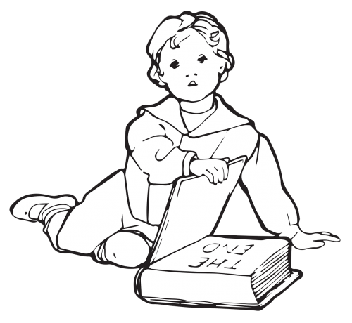 child reading infant book