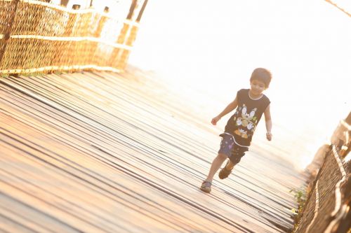 child running bridge child