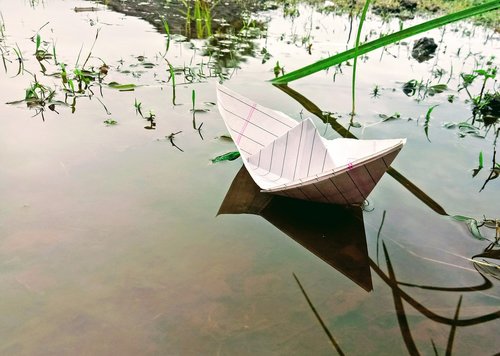 childhood  paper boat  simple
