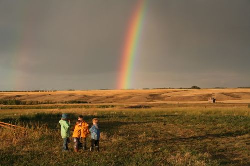 children rainbow laughing
