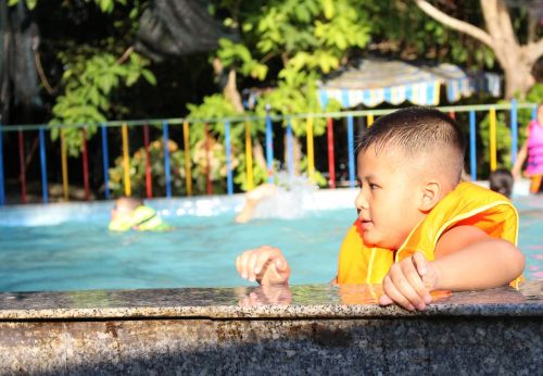 children summer outdoor swimming pool