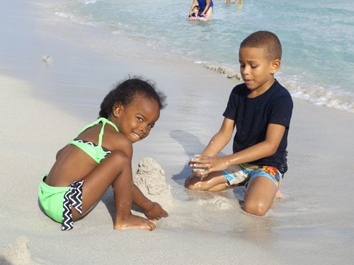 children  sand  beach
