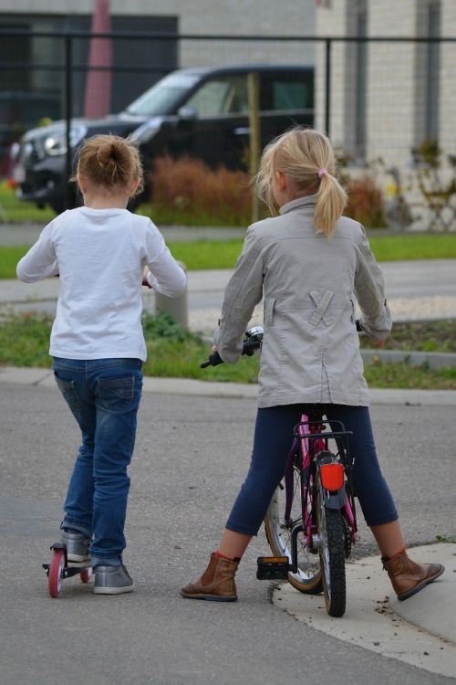 children girls bicycle