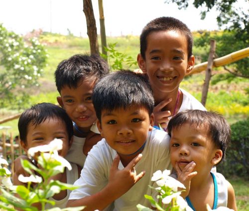 children smiling asian