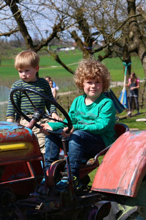 children tractor young