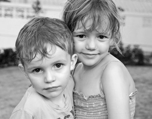 children portrait black white