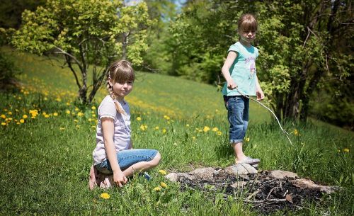 children girl fireplace