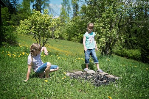 children girl fireplace