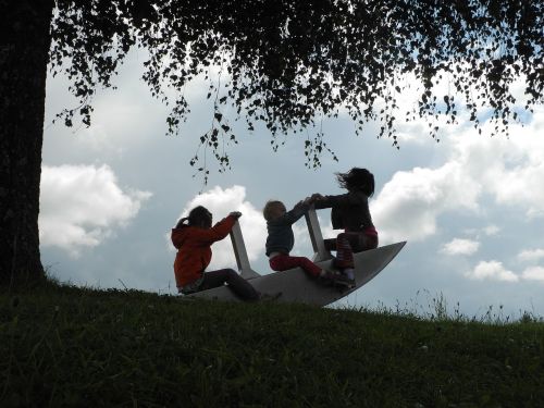 children play swing