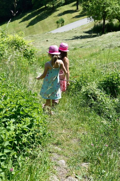 children girl meadow