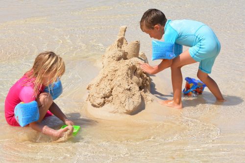 children sand castle boy