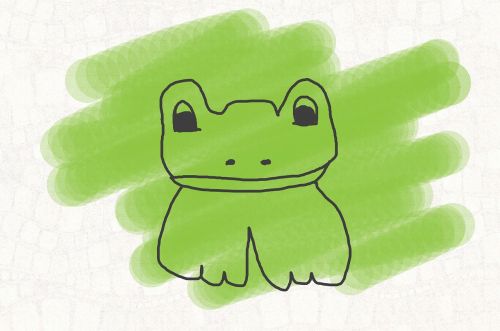 children drawing frog green