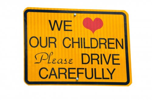 Children Driver Carefully Sign