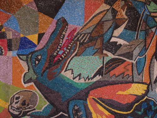 christian motif dragons mosaic