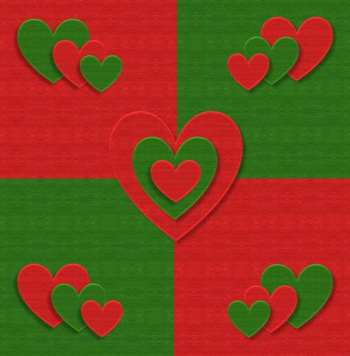 christmas fabric hearts