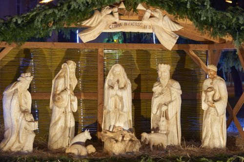christmas nativity scene carved