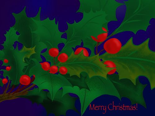 christmas holly painting