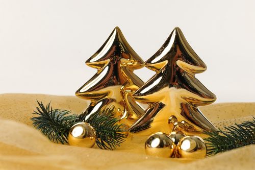 christmas fir trees gold