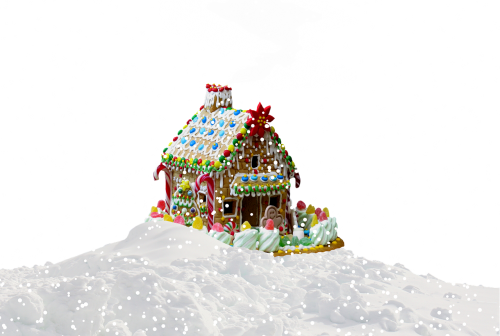 christmas gingerbread house snow