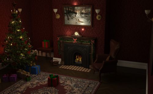 christmas fir fireplace