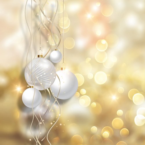 christmas background  gold ornaments  bokeh