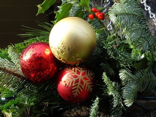 Christmas Baubles And Holly