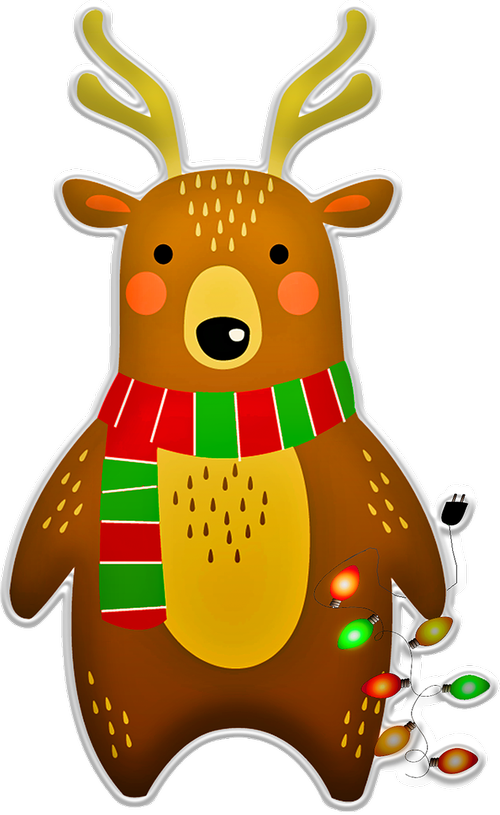 christmas bear  deer  lights