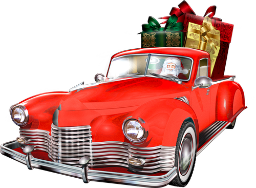christmas car  santa claus  presents