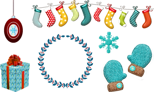 christmas elements  stockings  wreath