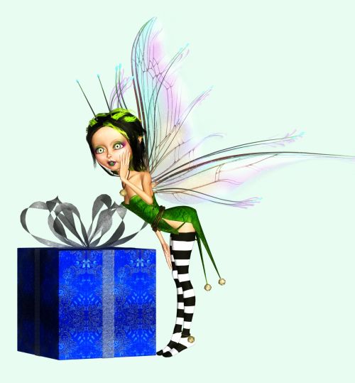 Christmas Fairy With Holiday Gift