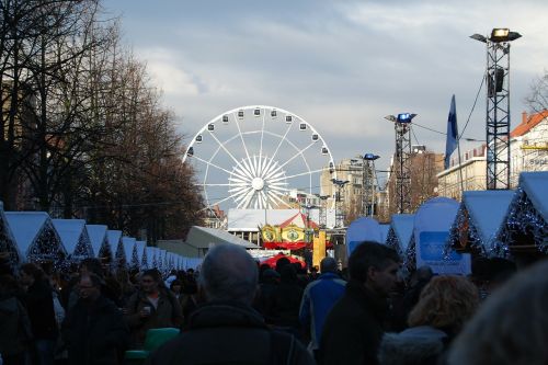 christmas market ferris wheel people