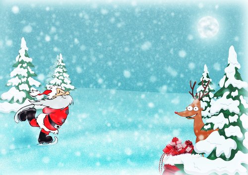christmas motif  santa  reindeer