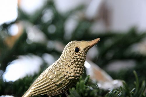 christmas ornaments bird gold