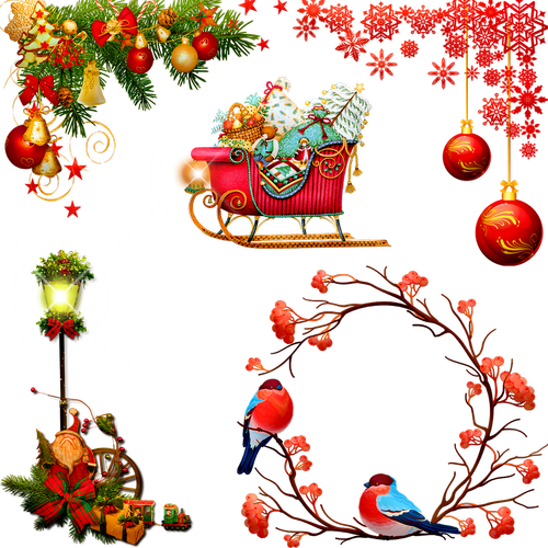 christmas ornaments  wreath  lights