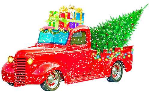 christmas pick up truck  christmas tree  christmas gifts