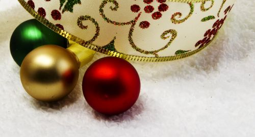 Christmas Ribbon And Ornaments