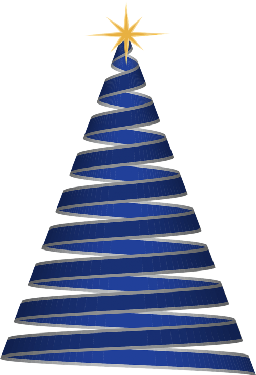 christmas tree ribbon blue