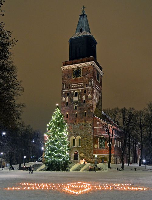 christmas tree turku cathedral winter