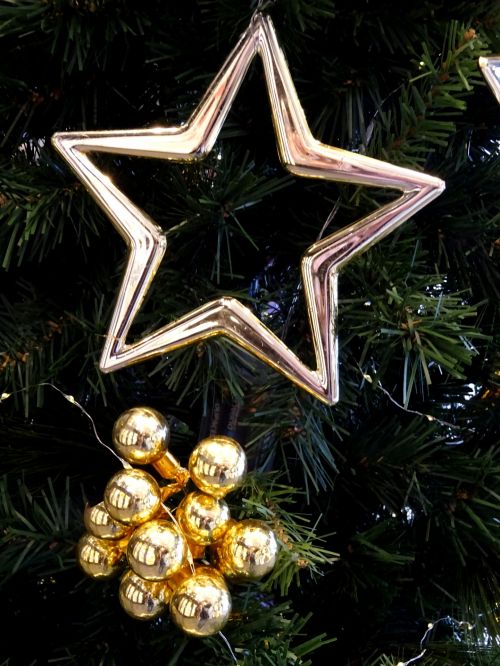 Christmas Tree Star And Baubles